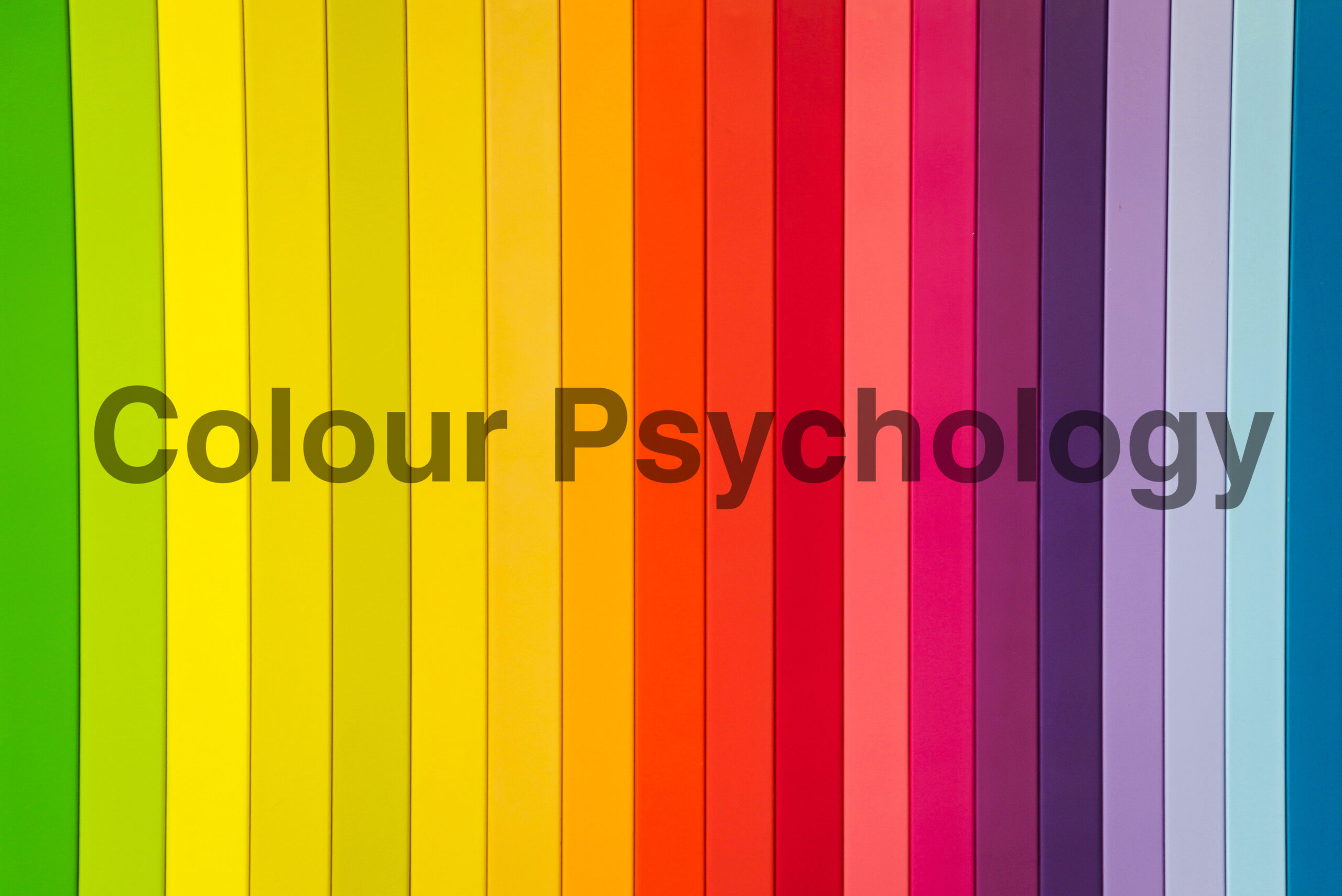 Text Colour Psychology on a background of several colour stripes
